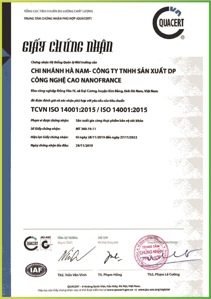 Giấy chứng nhận ISO 14001:2015